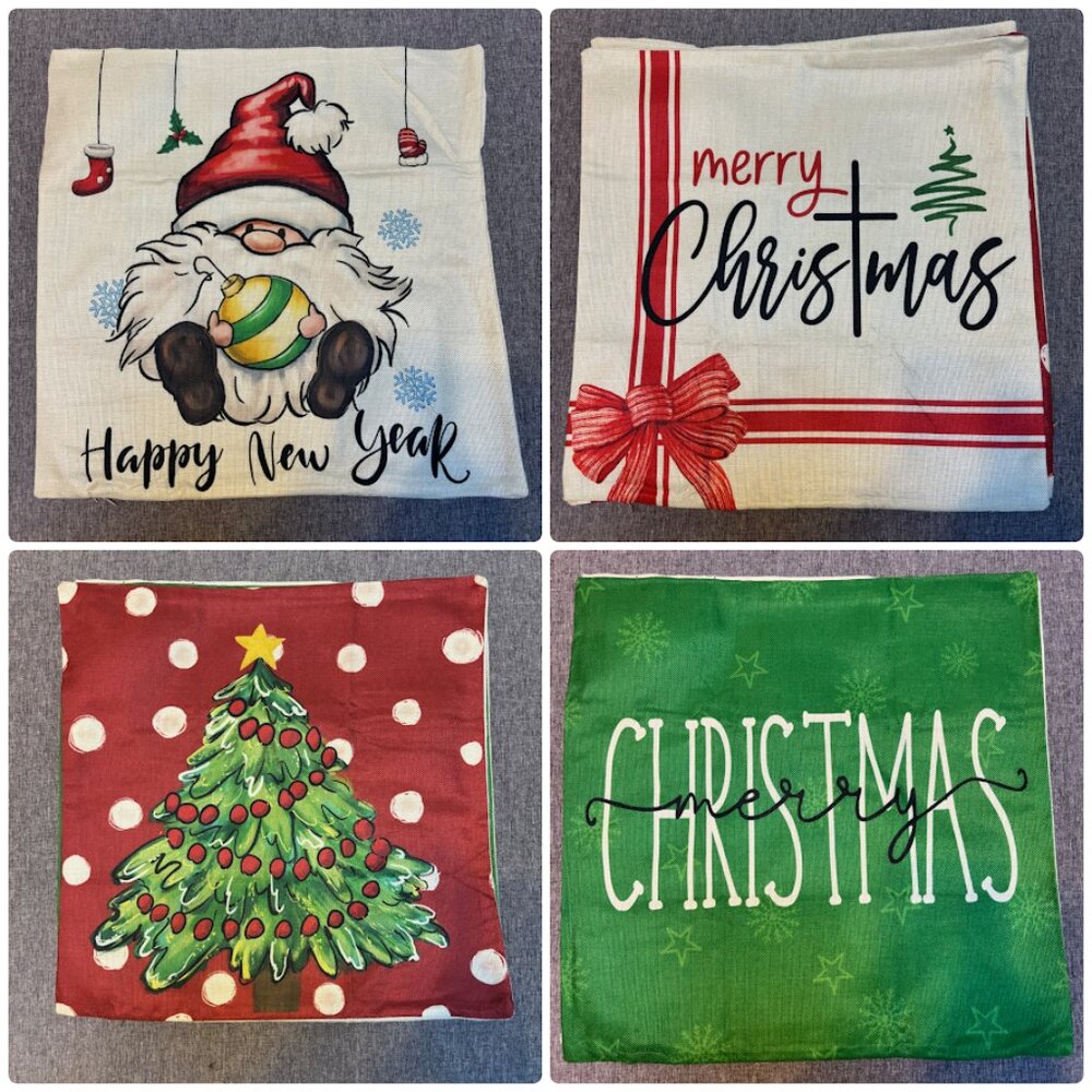 4 Whimsical Christmas Holiday Cushion Pillow Covers
